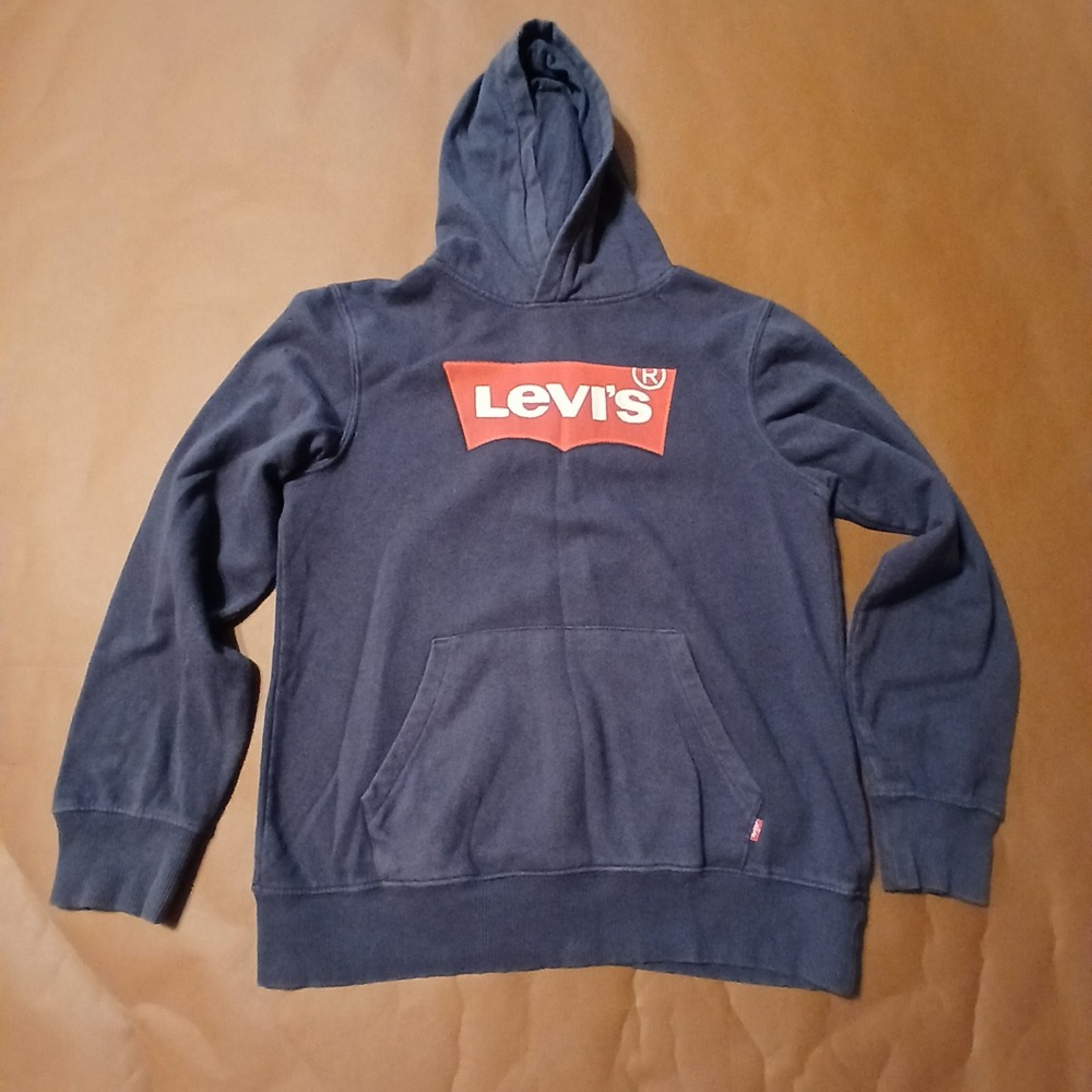 Levis Sweatshirt Youth Large 14/16 Blue Hoodie Pullover Logo Sweater Warm
